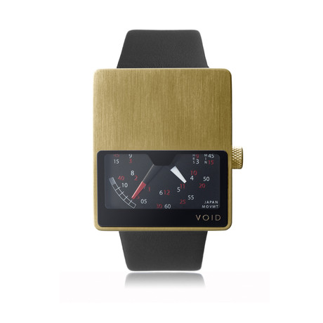 Gold Analogue // Black Leather Strap & Gold Buckle