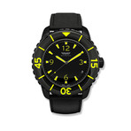 Mens 44mm Analog Watch // Black & Neon Green