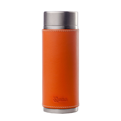 Tea Tumbler 10oz + Skin // Includes Small Tea Canister  (Orange Leather Skin)