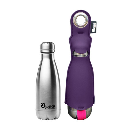 Vacuum Insulated Bottle 10oz w/ Skin (Purple Neoprene Skin)