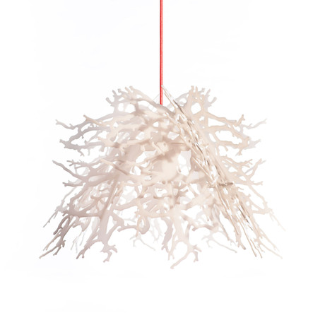 Abstraction Pendant Light (organic/branches) // White (Red Cord)