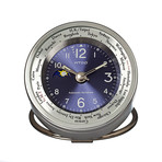 Atop World Time Alarm Clock // Silver/Blue