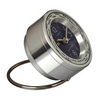 Atop World Time Alarm Clock // Silver/Blue