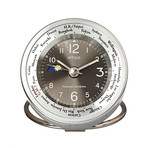 Atop World Time Alarm Clock // Silver/Black