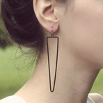 Triangular Line Earrings // Matte Black 