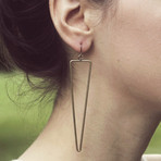 Triangular Line Earrings // Antiqued Gold 