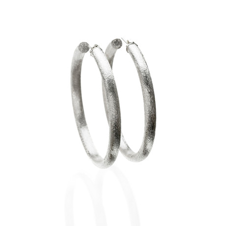 Tubular Hoop Earrings // Silver