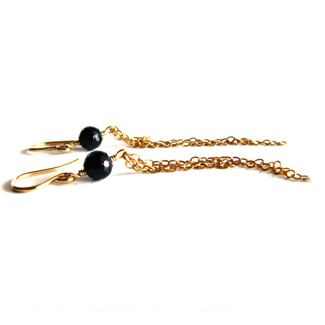 Black Chain Earrings with Black Onyx