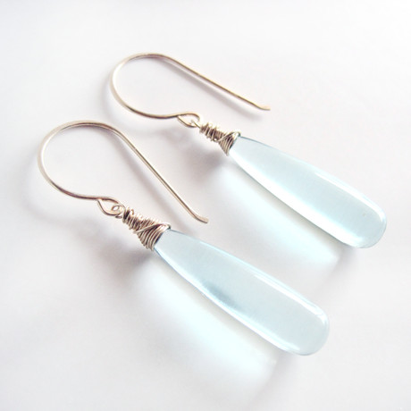 Smooth Teal Hydro Quartz Dangle Earrings