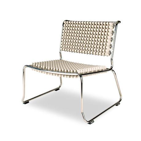 Lounge Chair Slim // Beige (Stainless Steel/Mirror Finish)