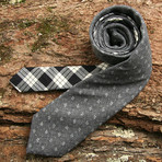 Mini Floral Print Grey Heather & Tonal Check Necktie