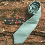 Moss Chambray & Forest Green Floral Necktie