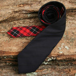 Black-on-Black Stripe w/ Crimson Tartan Necktie