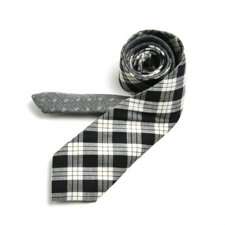 Tonal Check & Grey Heather Mini Print Necktie