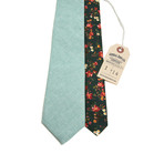 Moss Chambray & Forest Green Floral Necktie