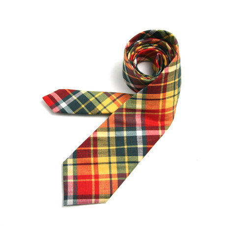 Vintage 1950s Autumn Plaid & Mini Floral Necktie