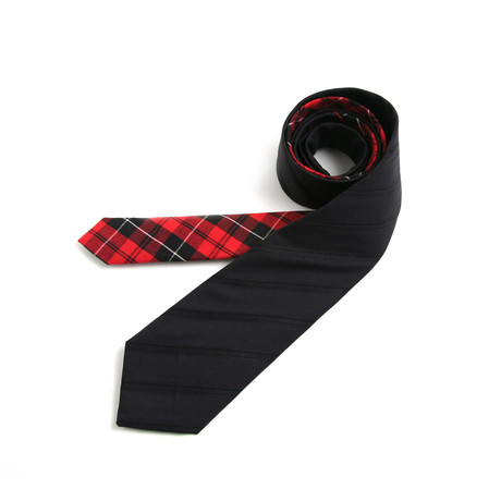 Black-on-Black Stripe w/ Crimson Tartan Necktie