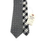 Mini Floral Print Grey Heather & Tonal Check Necktie