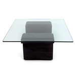 Square Glass Top Table // Graphite Oak