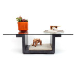 Rectangular Glass Center Table // Graphite Oak