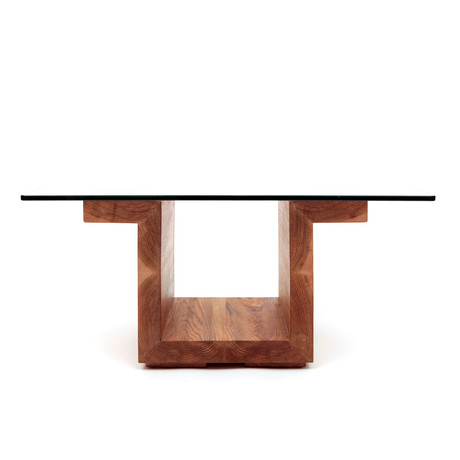 Square Glass Top Table // White Oak