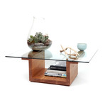 Rectangular Glass Center Table // White Oak