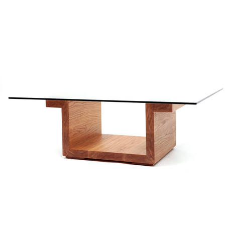 Rectangular Glass Center Table // White Oak