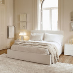 Aurora Bed + Mattress Support // Pure White (Walnut, Pure White)