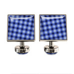 Blue Gingham Cufflink