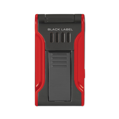 Dictator Flat Flame II Lighter w/ Cigar Punch // Gunmetal & Red  (Red)