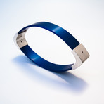 Aluminum And Silver Oval Bangle (3.3'' wide x 1.7'' high  Blue)