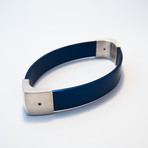 Aluminum And Silver Oval Bangle (3.3'' wide x 1.7'' high  Blue)