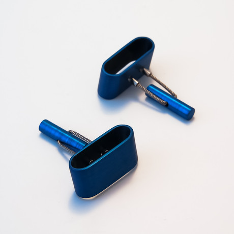 Aluminum Cuff Links // Ovals (Blue)