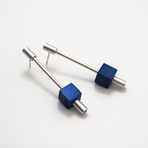 Aluminum & Silver Earrings // Cubes (Blue)