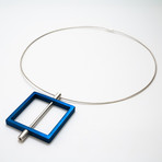 Aluminum & Silver Pendant // Square (Blue)