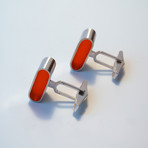 Silver & Epoxy Resin Cuff Links (Blue)