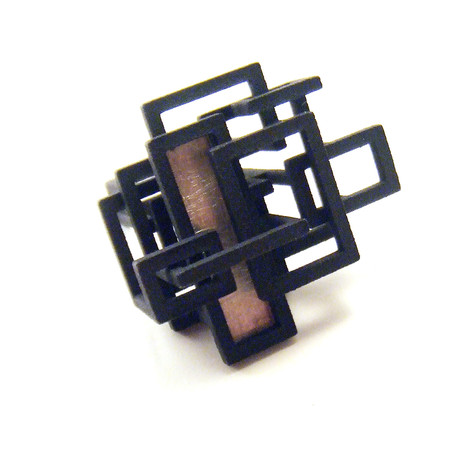 Open Square Ring // Black with silver accent (Size 7)