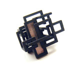 Open Square Ring // Black with silver accent (Size 7)