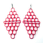 U-Link Earrings-3D printed // Red 