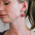 Open Square Dangle Earrings // Red