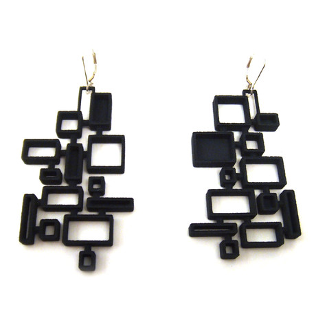 Mosaic Dangle Earrings // Black