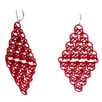 U-Link Earrings II-3D printed // Red with silver ear hook