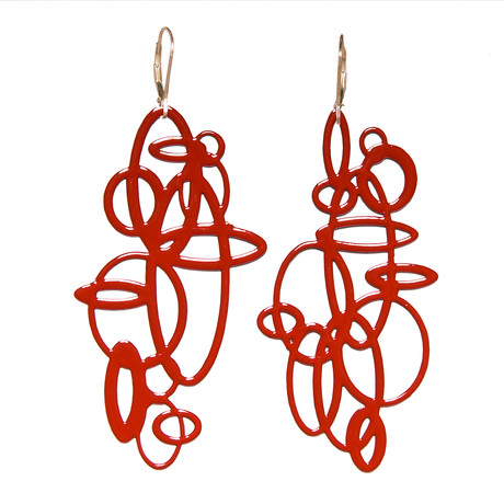 Circle Pop Out Earrings // Red