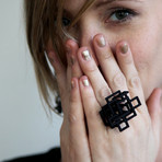 Open Square Ring Black (Size 7)
