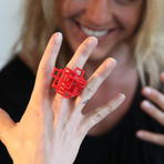 Open Square Ring Red (Size 7)