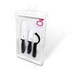 Ceramic Knife & Peeler Set // White (Chef Knife: 12cm, Peeler)