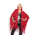 Rib Knit Wrap w/ Hood // Red