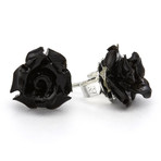 Mini Black Rose Earrings