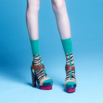 Noel Mid-Calf Socks (Green, Size: 5 - 7.5)