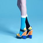 Estelle Mid-Calf Socks (Blue, Size: 5 - 7.5)
